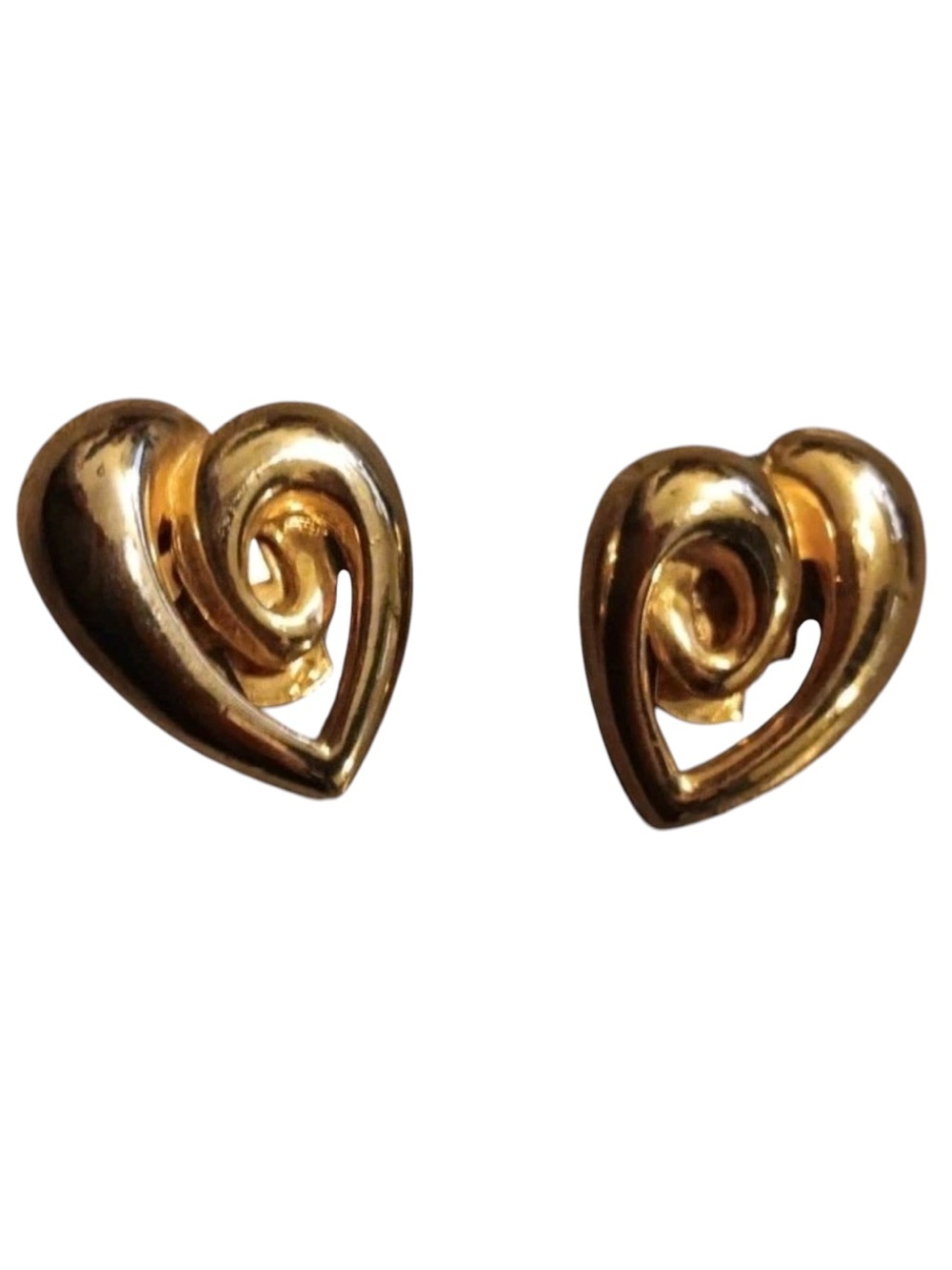 Vintage Gold Tone Heart Spiral Shoe Dress Clip Brooches